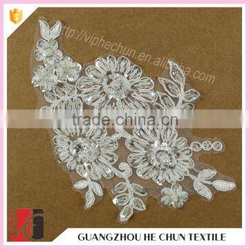 HC-2751-1 Hechun 3D Clear Bead Custom Wholesale Sequin Bridal Applique photo-1