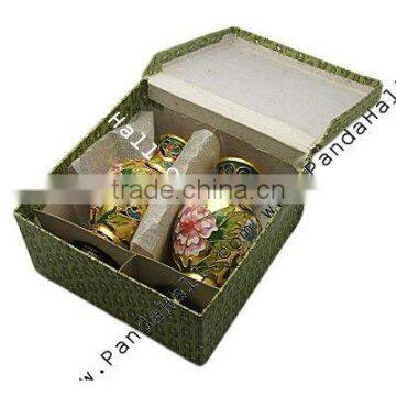 Handmade Cloisonne Decoration, Multicolor, Size: about 57mm wide, 110mm long, 2 pcs/box(CLB-110X57-2)