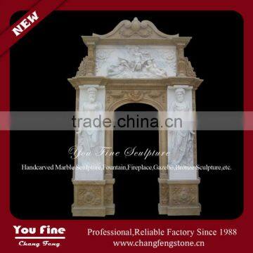 Natural Hand Carved Mixed Color Marble Door Surround For Sale