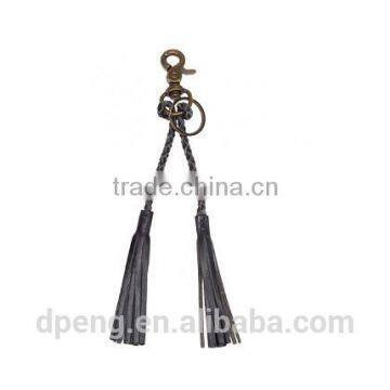 promotional key chain metal promotion leather tassel keychain