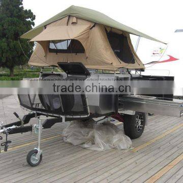 full of storages top tent camper trailer with off road suspension , SS kitchen