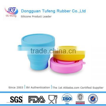 Collapsible Silicone Drinking Cups with Llid for Travel