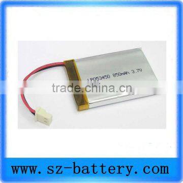 053450 Rechargeable Lithium Polymer Battery with Connector 3.7V 850mah