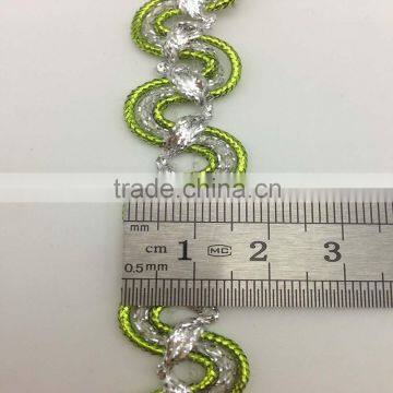 Green Wave Bending Gold and Silver Trimming Braid Lace photo-2