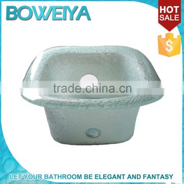 Blue Colored Glass Foot Spa Pedicure Basin Sink