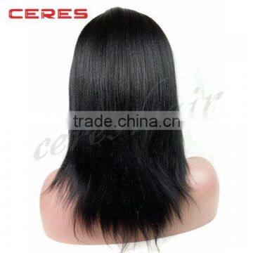 Natural Color 120% Density Yaki Straight Brazilian Virgin Human Hair Full Lace Wig With Baby Hair Quality Choice photo-3