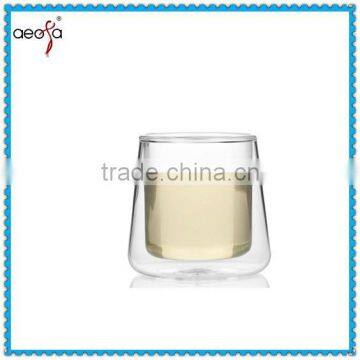 High Quality borosilicate double wall couple cold glass cup