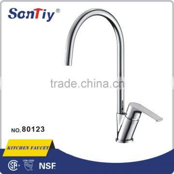 single level single hole square brass chrome kitchen faucet