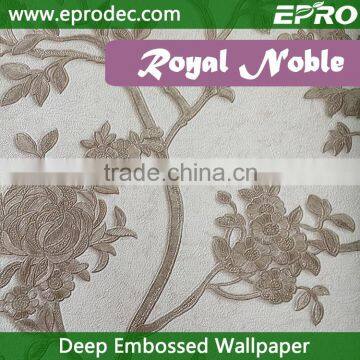 Gold supplier graceful special design vinyl deep embossed wallpaper