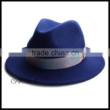 custome Borsalino pure wool felt fedora hat with colored cotton ribbon