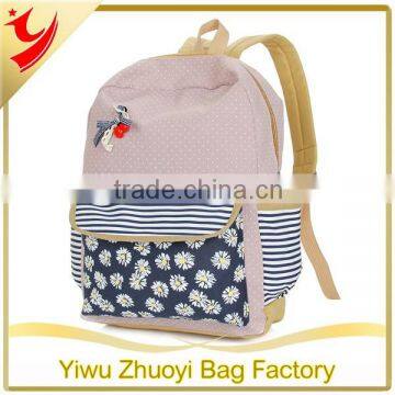 2015New Design Fashion Cotton Canvas Backpack Bags/ Cute Canvas Backpack