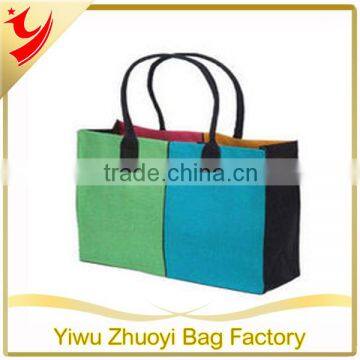 Eco-Friendly Colorful Foldable Jute Shopping Bag Manufacturer with PU handle