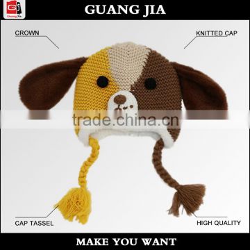 2015 New Year Product Cute Fashion Earflap Knit Kids Hats Animal Pattern Crochet Baby Hats