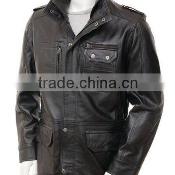 2014 hotsale high quality fashion Men long leather coat