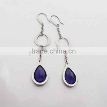 Elegant Sapphire stainless steel earrings