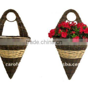 Rattan Split Cone Wall basket- Rattan Wall cone flower pot - rattan Wall flower pocket