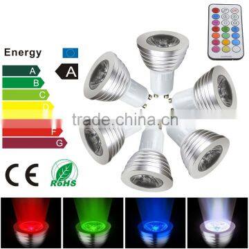 3W RGB GU10 MR16 E14 B22 E27 Remote Control 16 Color RGB LED Bulb Light photo-3