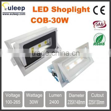 euleep COB 30W squaredownlight, retangle downlight, led shoplight