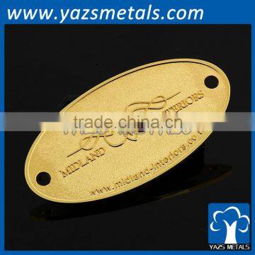 Custom metal furniture luggage bag parts label 2 hole metal tag