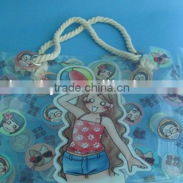 Plastic pvc beach bag with hand length handle