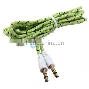 Round Car Audio Auxiliary Cable 3.5mm Braided AUX Cable