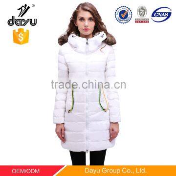 100% Polyester and duck down spring and autumn jacket winter jacket with fur pom pom down coat