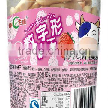 Strawberry Flavor Children Digital Shaped Biscuit