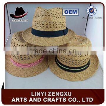 Fashion cheap wholesale british style straw fedora brim hat