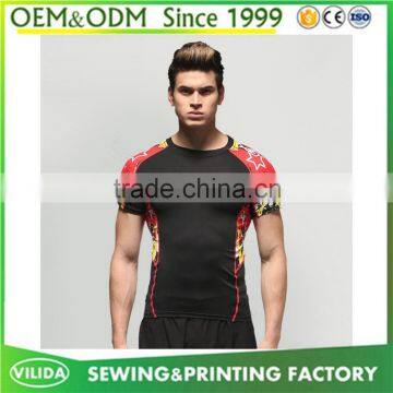 Factory price custom mens gym fittness tight-fitting quick dry sport t shirt