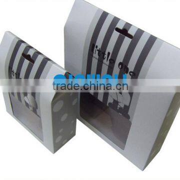 unique hanger paper box packaging for clothes with PVC window