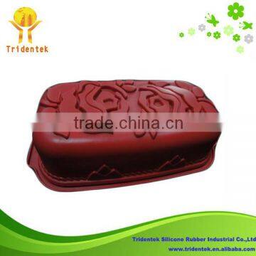 High quality rose shape silicone rectangle bread baking pan