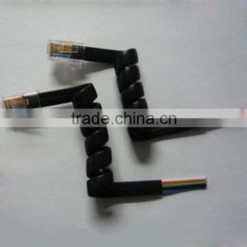 RJ9 4P4C Plug spiral cord Elastic Telephone Handsets Cable Line Black