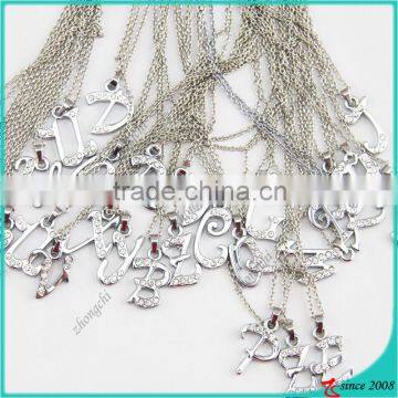 Alloy 26 Alphabet English Letters Crystal Initial Charms pendant Necklace