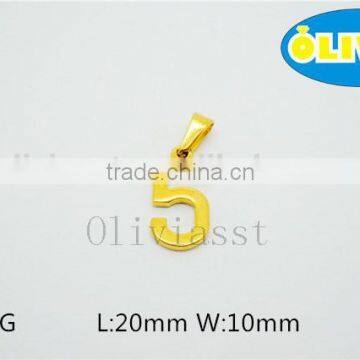 Olivia Wholesale High Quality 2016 Fashion 304 Stainless Steel 0-9 Lucky Number 5 Pendant New Year Gift
