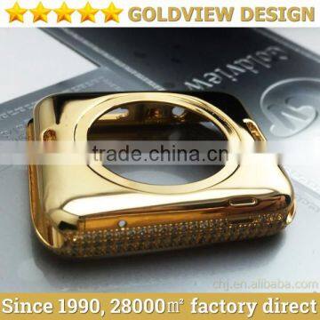 Luxury Diamond Back Cover for apple watch , for apple watch Diamond Back housing,for apple watch 24k gold