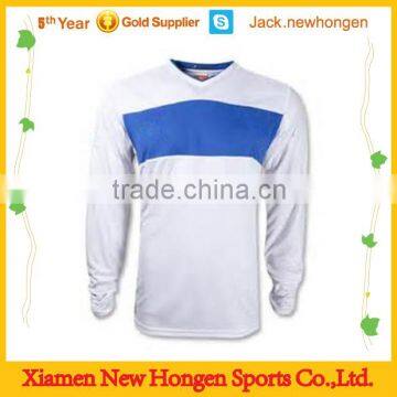 White color long sleeve soccer jersey/soccer shirt/soccer uniform