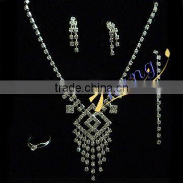 long pendant rhinestone bridal jewelry set