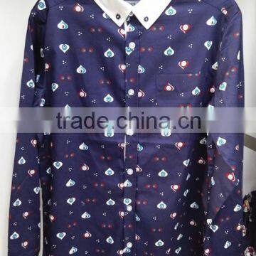 Boys New Fashion White Collar Printed 100%cotton Children Shirt photo-2
