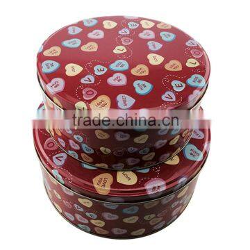 wholesale cute round cookie tin box set of 2