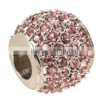 stainless steel pink crystal ball beads for wholesale