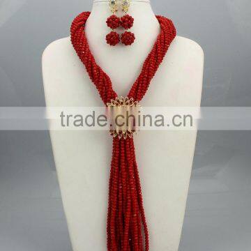 Red beads Jewelry set, Crystal Necklace And Earring jewelry Sets hot selling