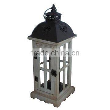 Classic Wooden Candleholder Iron Lanterns Indoor Stand photo-2