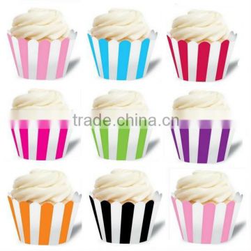 Wholesale 2400 x Striped Cupcake Wrappers & Sleeves,Cupcake COLLARS SKIRTS CUPCAKE WRAPS 8 colors, Free Shipping by DHL, Fedex