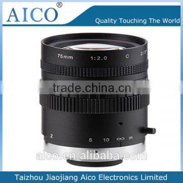 cn aico fixed focus c mount 75mm 2/3 inch F2.0 5 mega-pixel industry lens