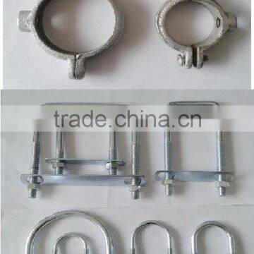 Steel U and round shape pipe clamp, metal pipe strap