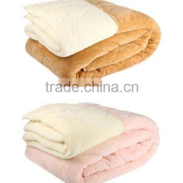Pink/Khaki Super Cozy&Soft Flannel Quilt Polyester Filler Bedding Sets