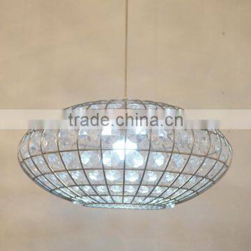 Chrome Metal Chandelier Frames Clear Crystal Beads Modern Pendant Lamp / Light