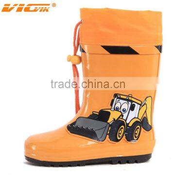 Children cheap rain boots forklifts pattern rubber rain shoes for boy