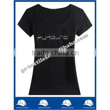 Girl's Hot Fix Rhinestone Slim Short Sleeve T-shirts for Promotion