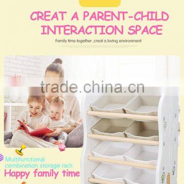 Movable Plastic Children's Bookshelf Kids Furniture Bookcase/toy Storage Shelf photo-3
